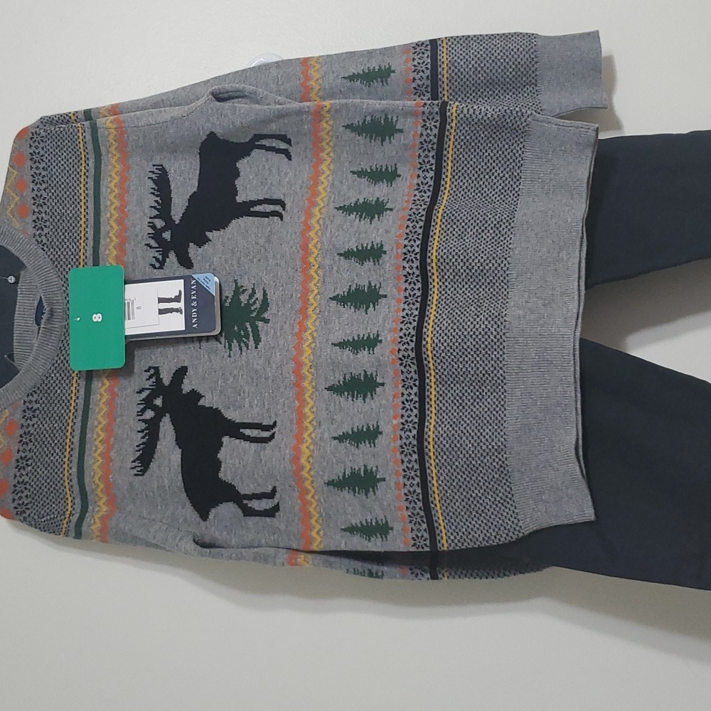 Andy & Evan 2 pc kids holiday sweater set